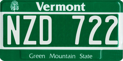 VT license plate NZD722