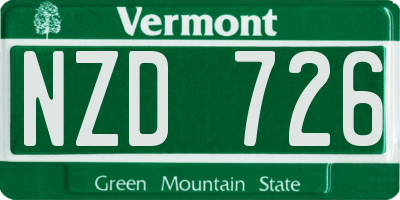 VT license plate NZD726