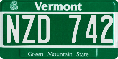VT license plate NZD742