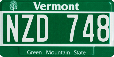 VT license plate NZD748