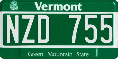 VT license plate NZD755