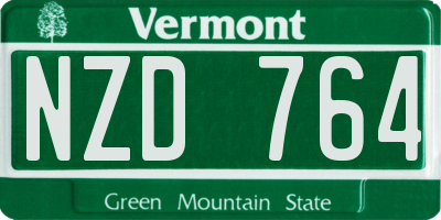 VT license plate NZD764