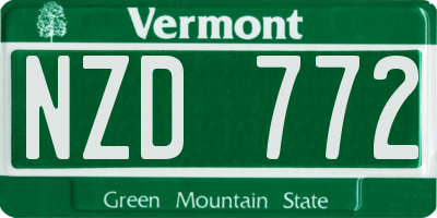 VT license plate NZD772