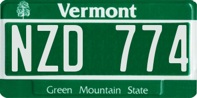 VT license plate NZD774