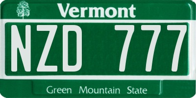 VT license plate NZD777
