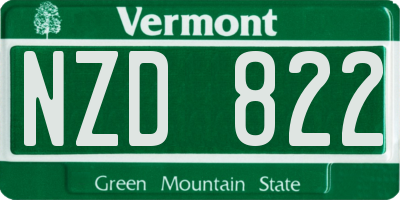 VT license plate NZD822