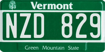 VT license plate NZD829
