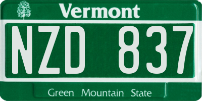 VT license plate NZD837