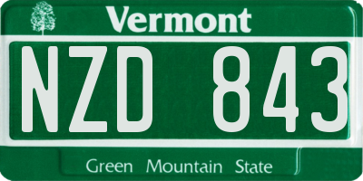 VT license plate NZD843