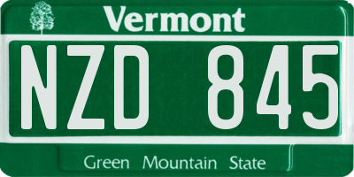 VT license plate NZD845