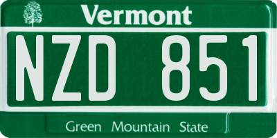 VT license plate NZD851