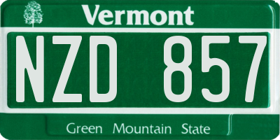 VT license plate NZD857