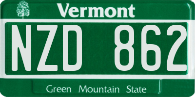 VT license plate NZD862