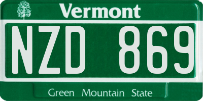 VT license plate NZD869