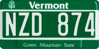 VT license plate NZD874