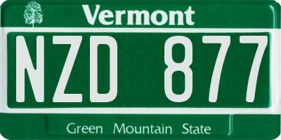 VT license plate NZD877