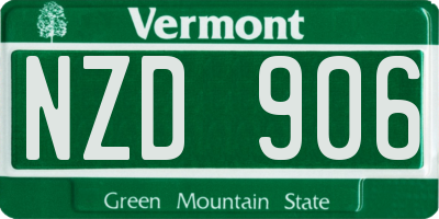 VT license plate NZD906