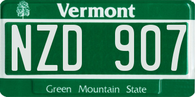 VT license plate NZD907