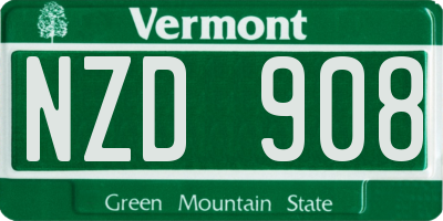 VT license plate NZD908