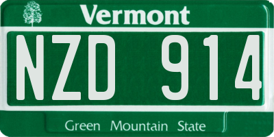 VT license plate NZD914