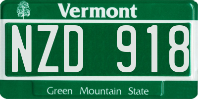 VT license plate NZD918