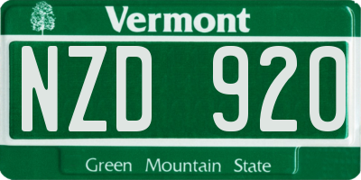 VT license plate NZD920