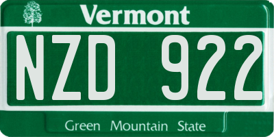 VT license plate NZD922