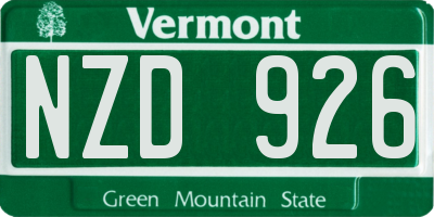 VT license plate NZD926