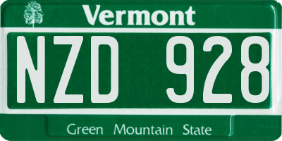 VT license plate NZD928