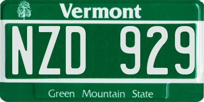 VT license plate NZD929