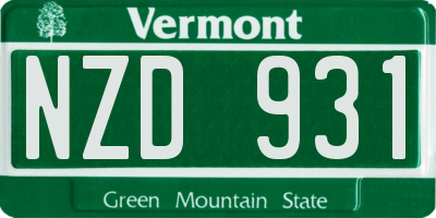 VT license plate NZD931