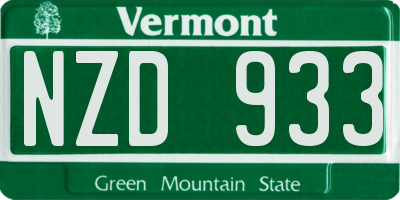 VT license plate NZD933