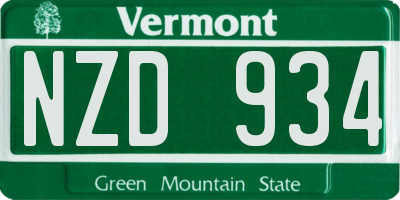 VT license plate NZD934