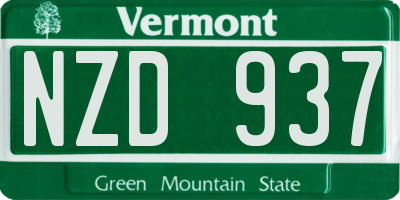 VT license plate NZD937