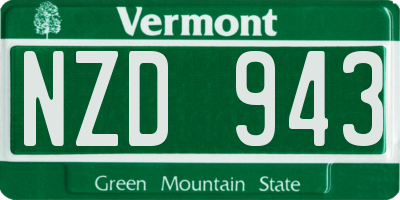 VT license plate NZD943