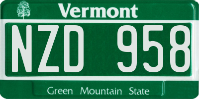 VT license plate NZD958