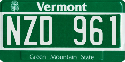 VT license plate NZD961
