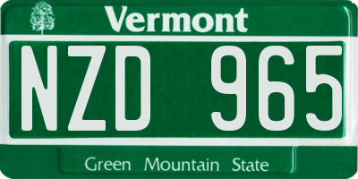 VT license plate NZD965