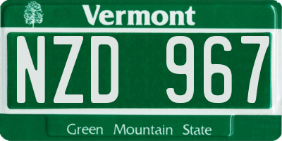 VT license plate NZD967