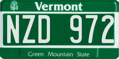 VT license plate NZD972