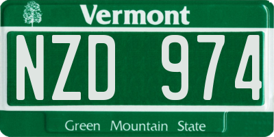 VT license plate NZD974