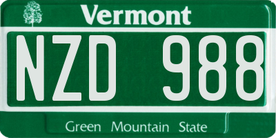 VT license plate NZD988