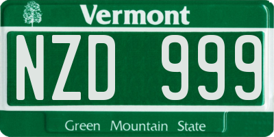 VT license plate NZD999