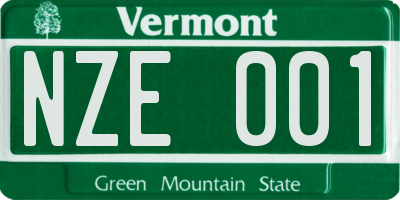 VT license plate NZE001