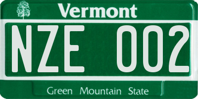 VT license plate NZE002