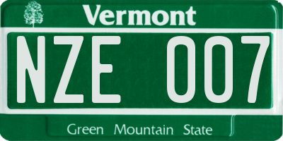 VT license plate NZE007