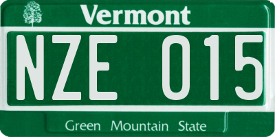 VT license plate NZE015