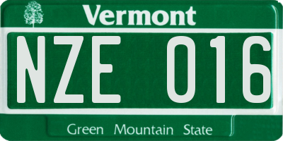 VT license plate NZE016