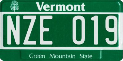 VT license plate NZE019