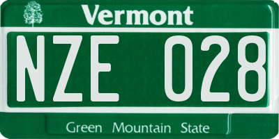 VT license plate NZE028